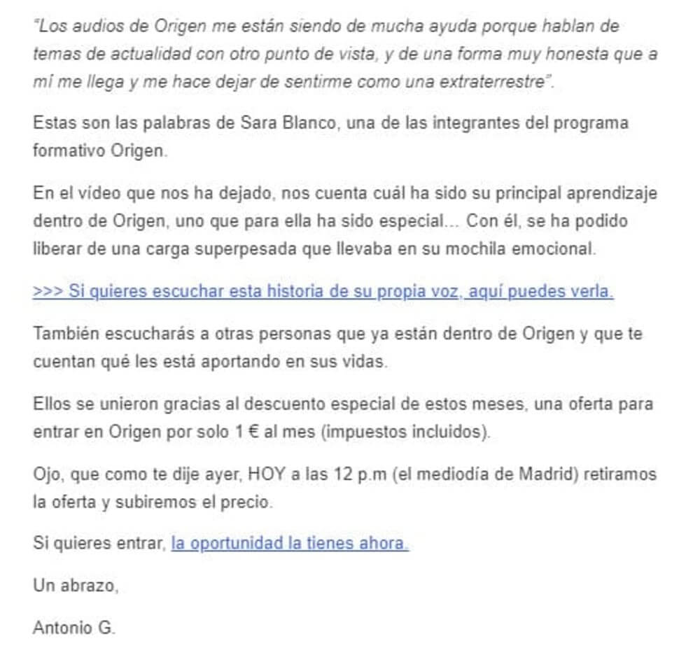 ejemplos email marketing escasez